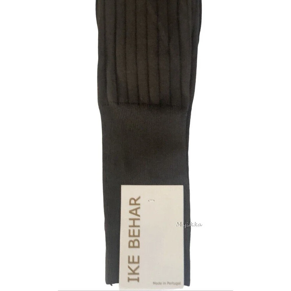 Ike Behar Mens Over the Calf Knee Dress Socks Brown Portugal Cotton Size 10-13